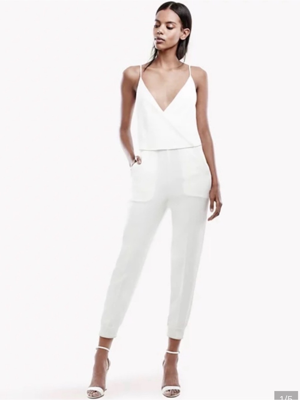 Theory White Sleeveless Wrap Jumpsuit